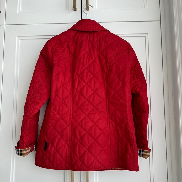 Burberry Red Quilted Collared Buttoned Jacket Size Small - Picture 3 of 4